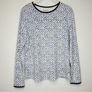 Hang Ten Blue & White Floral Long Sleeve Rash Guard Sun Shirt Women’s Medium